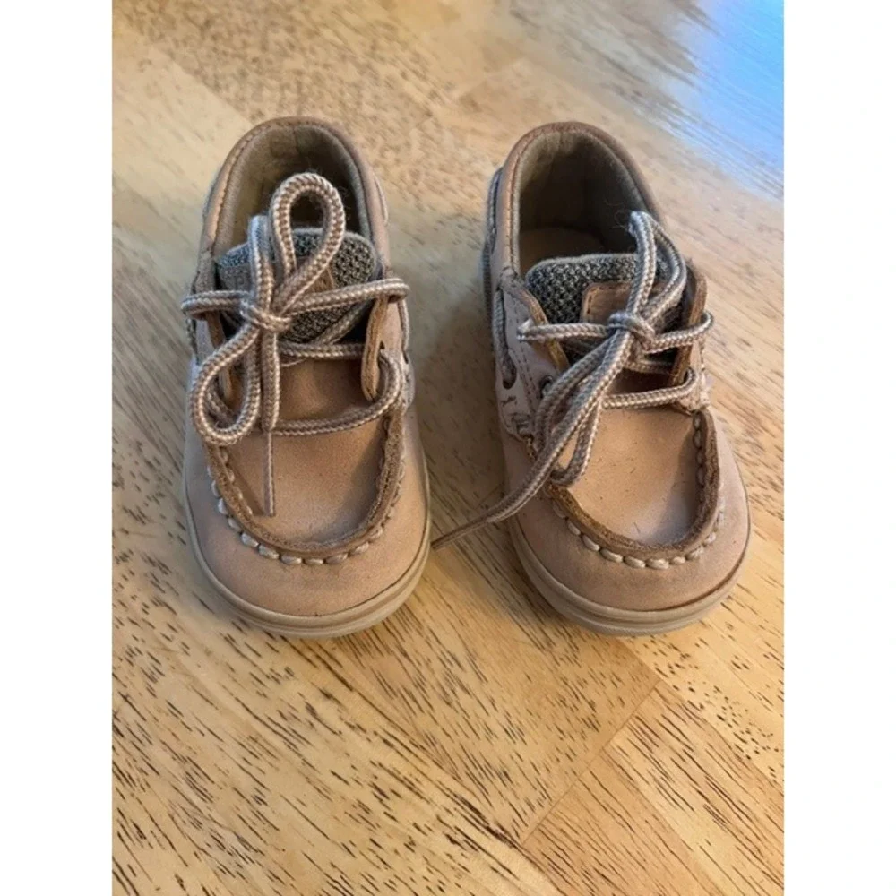 Sperry Bluefish Boat Shoes Kids 4M Tan Good Leather Prewalker PG23579